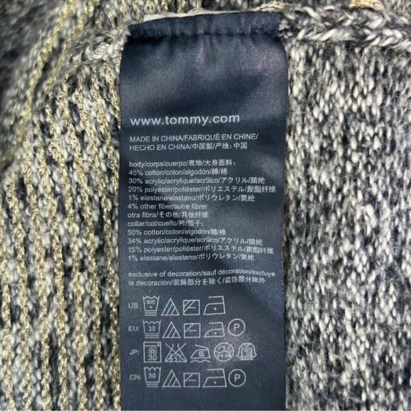 Tommy Hilfiger Cowl Neck Grey Marble Metallic Stripe Split Side Sweater Size XS - Picture 11 of 14